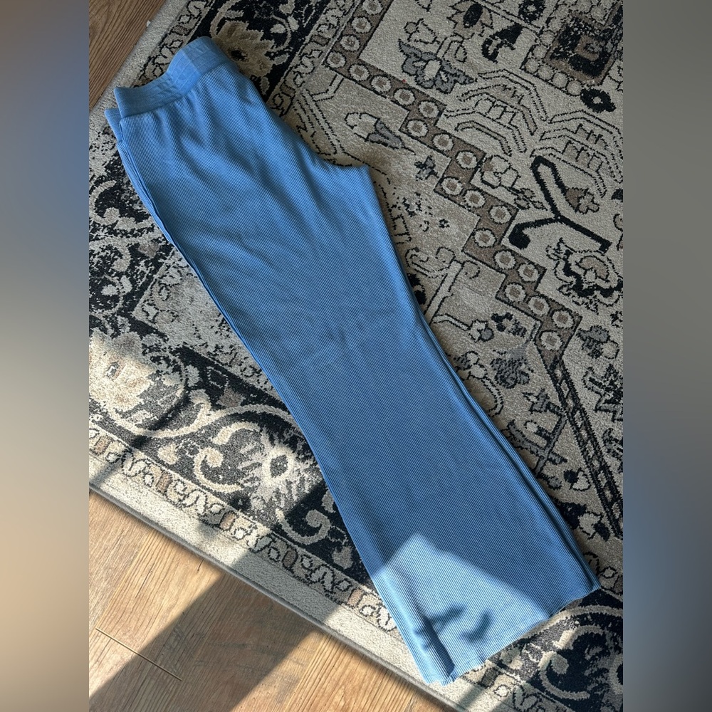 NWT Women’s Sunnyside by Sundry Waffle knit blue XL wide leg lounge pants
